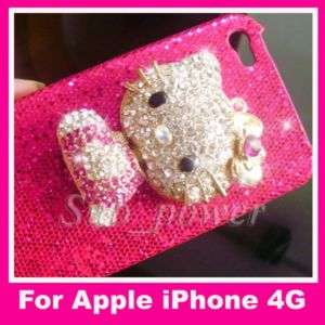 3D H Pink Hello Kitty Bling Case cover for iPhone 4G B2  