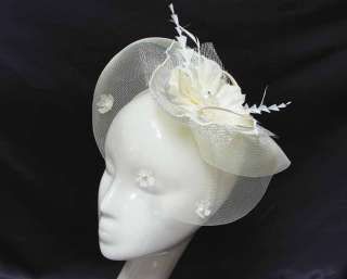 Bridal Feather Fascinator Hat,Faux Pearl Stamen , Headband Headdress 