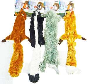   Furry Stuffing Free Dog Toys Rabbit, Skunk, Squirrel, and Fox  