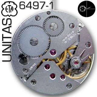 UNITAS, ETA, 6497 1 BASIC Watch Movement, small s. 9h  