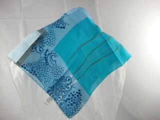 Italy Scarf Head Wrap Blue Green Vintage Quilt Design  