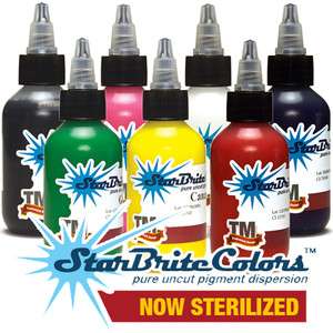 Starbrite 7 FAVORITE Colors Sterile Tattoo Ink 1 OZ 1oz Starbright 