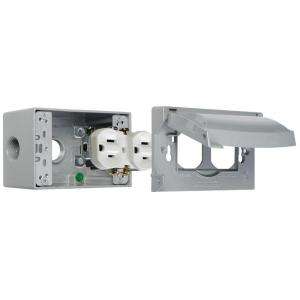 Taymac 15 Amp Duplex Horizontal/Vertical Electrical Outlet Kit Gray 
