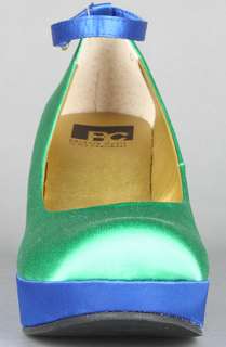BC Shoes The Sure Thing Shoe in Green and Cobalt Satin  Karmaloop 