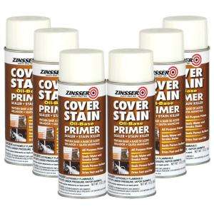 Zinsser Cover Stain 13 oz. Flat White Primer Sealer Spray (6 Pack 
