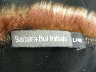 You are bidding on a BARBARA BUI INITIALS Black Rabbit Trim Shirt Top 