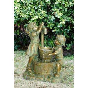 Tier Resin Kids and Oak Barrel Fountain 11152 