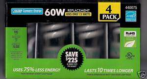 Conserv Energy CFL Bulbs Energy Star 60W 4 Pack New  
