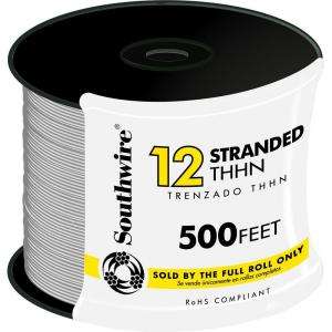   500 Ft. 12 Stranded THHN White Cable 22965857 
