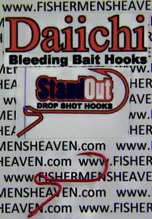 STAND OUT Drop Shot Hooks   Size 6   BULK 25pk  BLEEDING RED By 