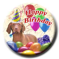 HUNGARIAN VIZSLA Happy Birthday PIN BADGE New DOG  