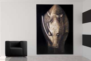   Gemälde Leinwand NASHORN 150x200 Bild Afrika Ölgemälde Rhinoceros