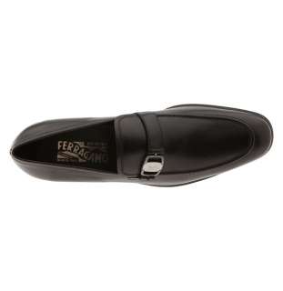   Ferragamo Francisco Black Loafer Belted Gancini Size 10.5 EE Wide $510