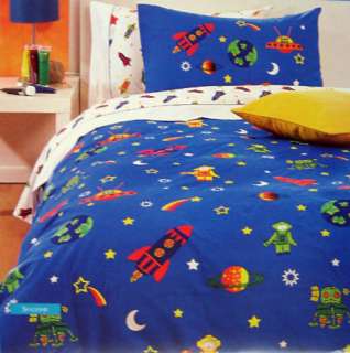 Space Rocket Solar System Quilt Doona Cover Double NEW  
