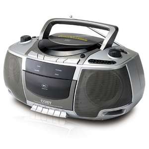 Coby Silver Portable Boombox CD/Radio/Stereo Cassette Player/Recorder 