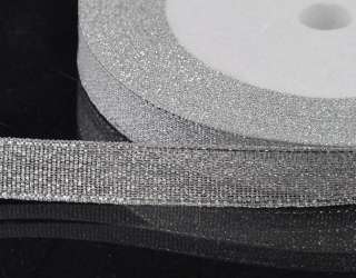 25yds Silver Metallic Glitter Wedding Ribbon New  