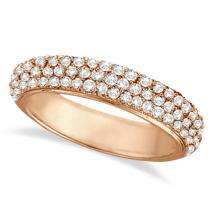 pave three rows diamond ring 18k rose gold 0 76ct