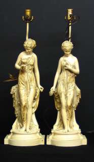VINTAGE 1940s GRECIAN MAIDEN FIGURAL LAMPS CLASSICAL PR  