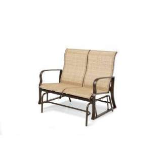 Hampton Bay Calabria 2 Person Brown Sling Fabric Patio Glider DROS 