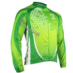 Mens Cycling Wear Bike Bicyle Long Sleeve Jersey Green Spring/Summer 
