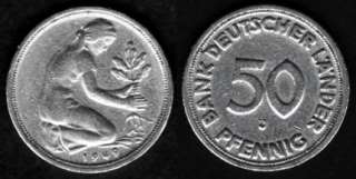 50 Pfennig 1949 J Bank Deutscher Länder&50 pf 1950 BRD(G/J/D) in 