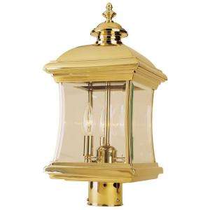 Hampton Bay 3 Light Outdoor Polished Brass Post Lantern  DISCONTINUED 