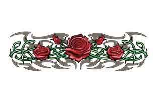 LOWER BACK TRIBAL RED ROSES Temporary Tattoo LARGE  