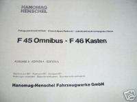 Ersatzteilkatalog Hanomag F 46 Transporter F 45 Bus parts catalogue 