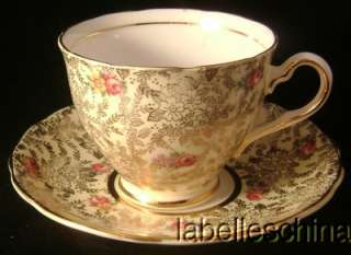Colclough teacup and Saucer Gilt Yellow Gold tea cup  