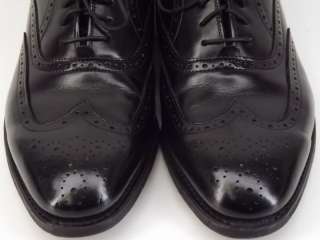 Mens shoes black leather ET Wright 9 D wingtip dress oxfords  