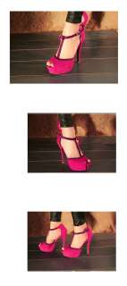 Fashion NEW Womens Sexy Strappy Suede High heel Stiletto Sandals Shoes 