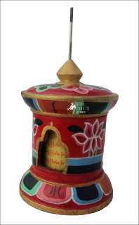 Tibetan Wooden Table Handpainted Large Prayer Wheel Y TPW03  