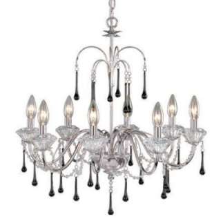   Crystal Chandelier Lighting Fixture, Chrome, Clear and Black Drops