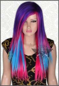 New Long Multi Color Cosplay Straight Punk Full Wig Wigs  