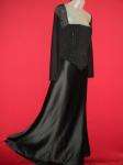 TADASHI Stunning Black Satin Bodice Sheer Net Top Formal Ball Gown 