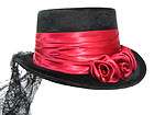GOTHIC Rose VELVET Victorian Veil Steampunk TOP HAT Fedora Renaissance 