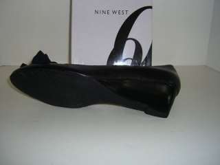 NINE WEST NEW DERONAO Womens Black Leather Wedge Loafers Shoes US Size 