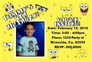 SPONGEBOB BIRTHDAY PARTY INVITATION FAVOR PERSONALIZED FAST AND FREE 