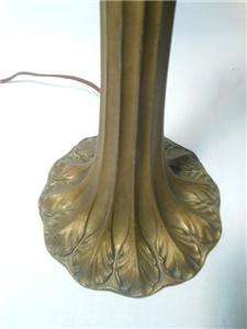 Antique Art Nouveau Rich Caramel Slag Glass 6 Panel Table Lamp Fern 