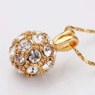 N71 18K yellow Gold plated white gem Swarovski crystal ball Necklace 
