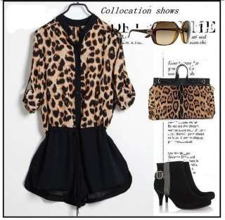 A1663 European and American style plus size clothing, leopard jumpsuit 