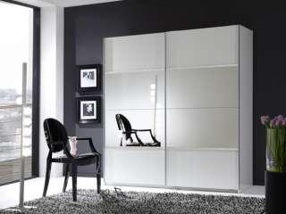 Kleiderschrank STRASS 135cm Spiegelschrank Schrank weiß  