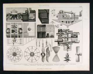 1874 Naval Print Steamship Diagram Engine Works Machine  