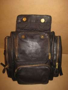 FRYE Vintage Black Leather Backpack Rucksack Knapsack Bag Simple Rare 