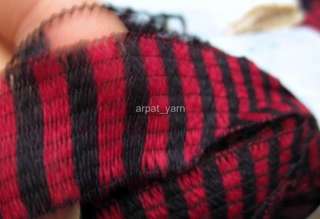 Puppy Frill Tape Red/Black Stripe Wool Ruffle Ribbon Scarf knitting 