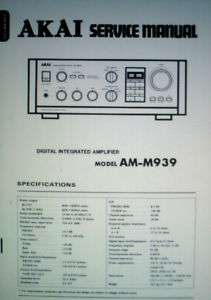 AKAI AM M939 DIGITAL INT AMP SERVICE MANUAL BOUND ENG  