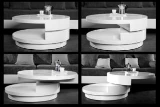 Design Couchtisch LAYER rund Hochglanz Lack weiss Ebenen Tisch Tische 