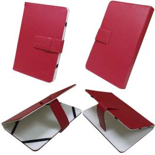 Red Leather Pouch Case for 7 Disgo 7000 Tablet Black Flexible Clip 