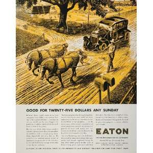  1944 Ad Eaton WWII Vintage Car Farmer Horse Muddy Road 