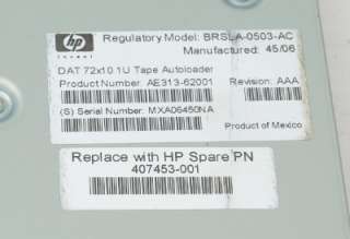 HP Storageworks DAT 72x10 Tape Autoloader AE313B DAT72  